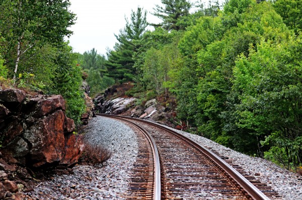 CPR Tracks At Pointe Au Baril by Deb Oppermann